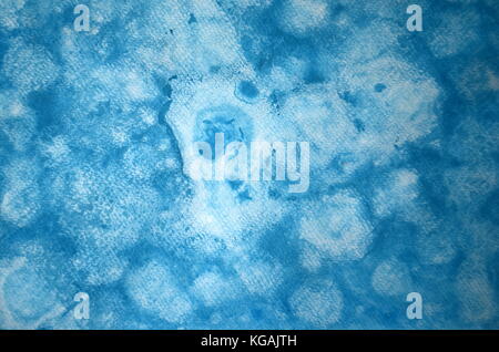 Hand painted abstract space watercolor pattern in monochrome deep cobalt blue for background and copy Stock Photo