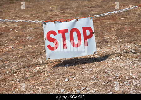 Stop sign restricting entry. Horizontal shot Stock Photo