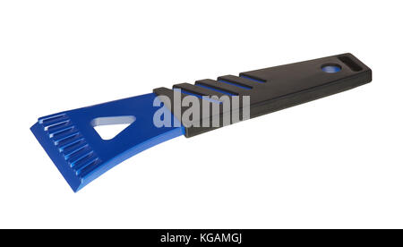 Scraper for snow cleaning with car isolated on white background Stock Photo