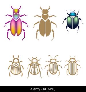 Beetle vector illustration set. Stock Vector