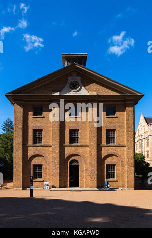 Warm light falls on the Hyde Park Barracks Museum, Sydney, NSW. It was built originally at the start of Macquarie Street for convicts. Stock Photo