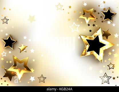 Light background with golden sparkling stars. Design with gold stars. Stock Vector