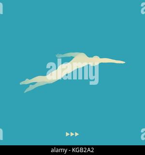 3D Swimming Man. Vector Image of a Swimmer. Human Body. Sport Symbol. Design Element. Stock Vector