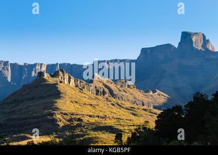 South African landmark, Amphitheatre from Royal Natal National Park. Drakensberg mountains  landscape. Top peaks Stock Photo