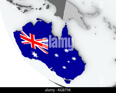 Map of Australia with embedded flags on 3D political map. Accurate ...