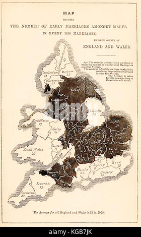 An 1861 map of early  improvident  male marriages in Victorian Britain over a period of 5 years Stock Photo