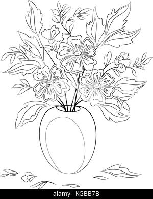 Flowers in a Vase Contours Stock Vector