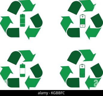 Battery recycling logo Stock Vector