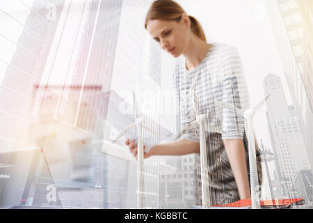 Professional female engineer working on the eco project Stock Photo
