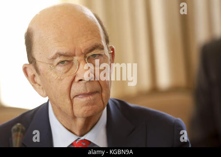 Beverly Hills, CA, USA. 1st May, 2017. Wilbur Ross, U.S. secretary of commerce, listens during the Milken Institute Global Conference in Beverly Hills, California, U.S., on Monday, May 1, 2017. © 2017 Patrick T. Fallon Credit: Patrick Fallon/ZUMA Wire/Alamy Live News Stock Photo