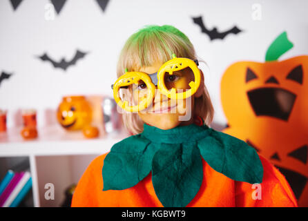 Small girl in funny glasses Stock Photo