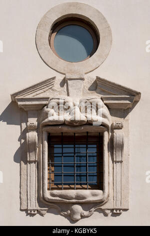 One of the Monster windows on Zuccari Palace, Rome, Italy, Europe Stock Photo