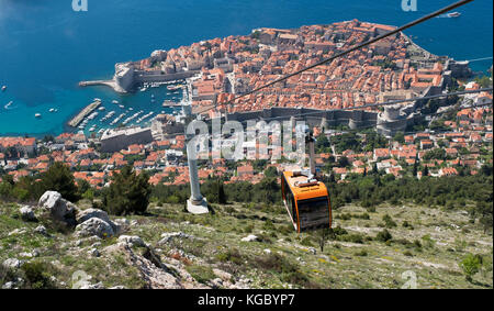 Looking down to Dubrovnik from the summit of Mount Srd, Croatia, Europe Stock Photo