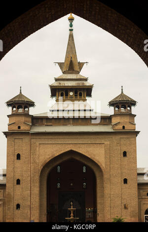 Jamia Masjid is a mosque in Srinagar, Jammu & Kashmir, India. The Jamia Masjid of Srinagar is situated at Nowhatta in the middle of the Old City. Stock Photo