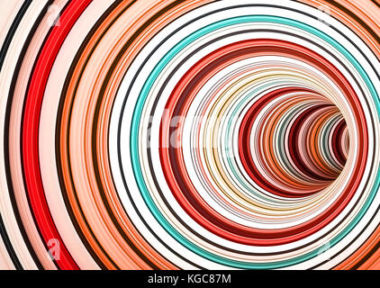 Turning tunnel of colorful rings, abstract digital background pattern, 3d render illustration Stock Photo