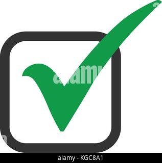 Green check mark icon in a circle. Tick symbol in green color, vector ...