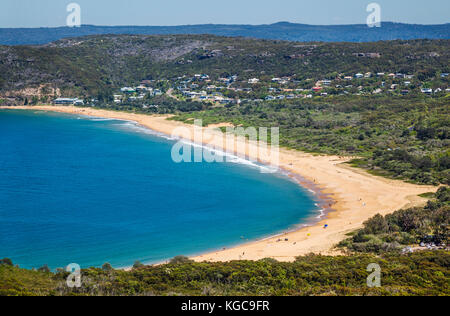 Australia, New South Wales, Central Coast, Bouddi National Park, view of Putty Beach and Killcare Stock Photo