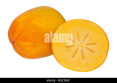 Fresh ripe persimmons isolated on white background Stock Photo