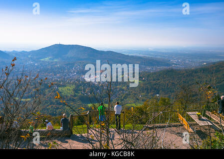 panorama view to the outskirts of the Black Forest, to the valley of spa town Baden-Baden and the Rhine Valley, Germany Stock Photo
