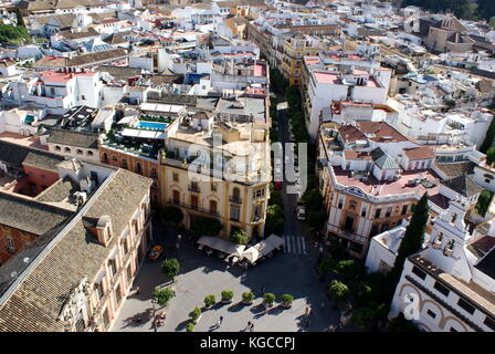 View down from the top of the Cathedral bell tower, Seville, Spain Stock Photo