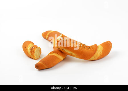 fresh bread rolls on white background Stock Photo