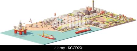 Vector oil extraction and consumption infographic Stock Vector