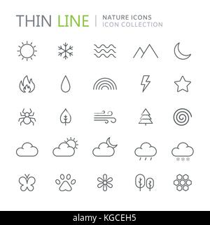 Collection of nature thin line icons. Vector eps10 Stock Vector