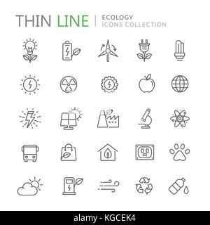 Collection of ecology thin line icons. Vector eps 10 Stock Vector