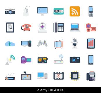 Devices icons set. Flat vector related icons set for web and mobile applications. It can be used as - logo, pictogram, icon, infographic element. Vect Stock Vector