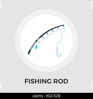 Fishing rod icon vector. Flat icon isolated on the white background. Editable EPS file. Vector illustration. Stock Vector