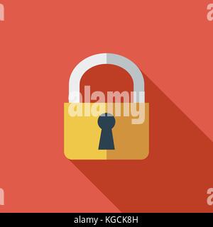 Lock icon. Flat vector related icon with long shadow for web and mobile applications. It can be used as - logo, pictogram, icon, infographic element.  Stock Vector