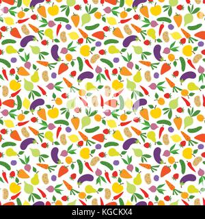 Vegetable icon seamless pattern. Healthy food ingredient background Stock Vector