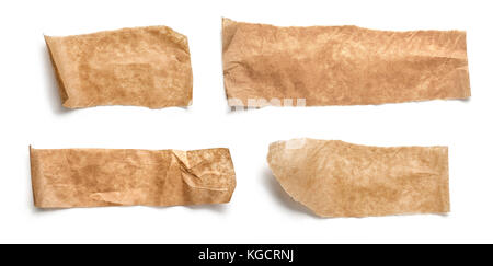 collection of various adhesive tape pieces on white background. Stock Photo