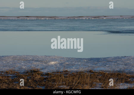 patterns in sea and beach in iceland on winter evening Stock Photo