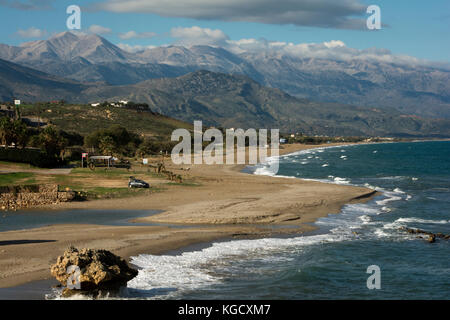 Lefka Ori or White Mountains is a mountain range in Western Crete Stock Photo
