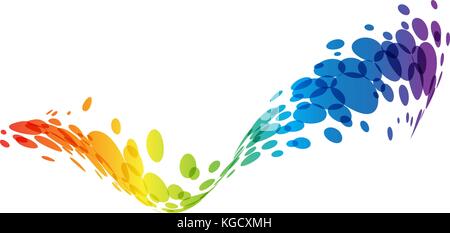 Abstract wave, rainbow colors, tech background Stock Vector
