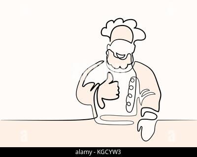 Continuous line drawing of chef hat. One line drawing background ...