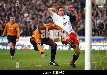 Footballer Moritz Volz and Paul Ince Wolverhampton Wanderers v Fulham 21 February 2004 Stock Photo