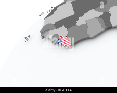 Liberia with embedded flag on globe. 3D illustration Stock Photo - Alamy