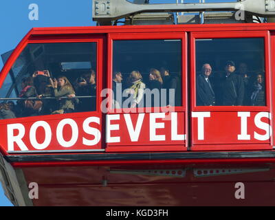 Crowded cab of Roosevelt Island Tram Stock Photo