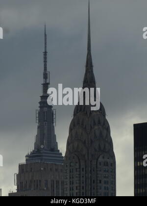 Chrysler Building with Empire State Building photographer together from Quennsboro Bridge Stock Photo