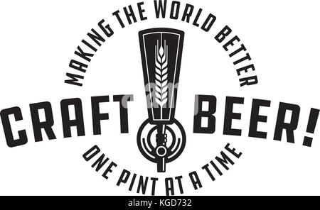 Craft Beer Vector Design Craft beer draft tap logo graphic. Making the world better one pint at a time. Great for menu, label, sign, invitation, etc. Stock Vector