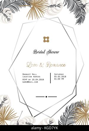 Wedding invitation vector template design. Stock Vector