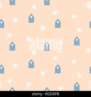 Simple houses shapes on pale pink background. Stock Vector