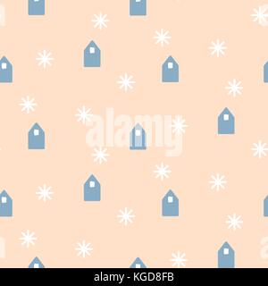 Simple houses shapes on pale pink background. Stock Vector