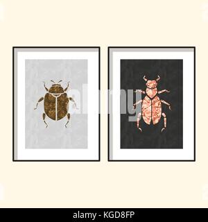 Beetle wall poster art designs vector. Stock Vector