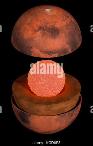 This image represents the internal structure of the Venus planet. It is a realistic 3d rendering Stock Photo