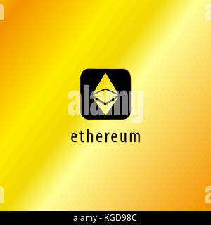 Golden Ethereum Symbol Vector Icon, Illustration, Eps File Stock Vector
