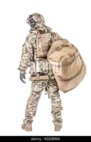 Soldier with gym bag Stock Photo