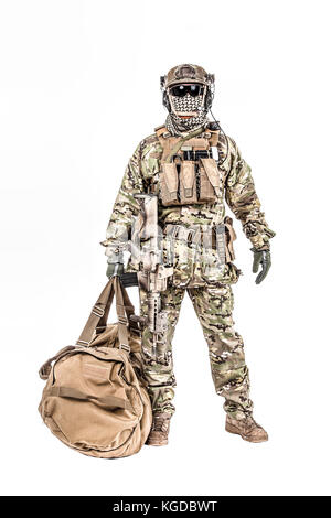 Soldier with duffel bag Stock Photo